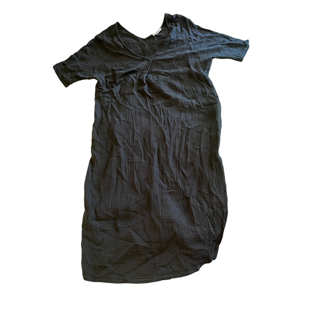 FILOSOFIA Cotton‎ V Neck Midi Dress Charcoal Gray Size S Made in USA
